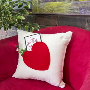 Janome Feb Valentines Day Project cushion heart